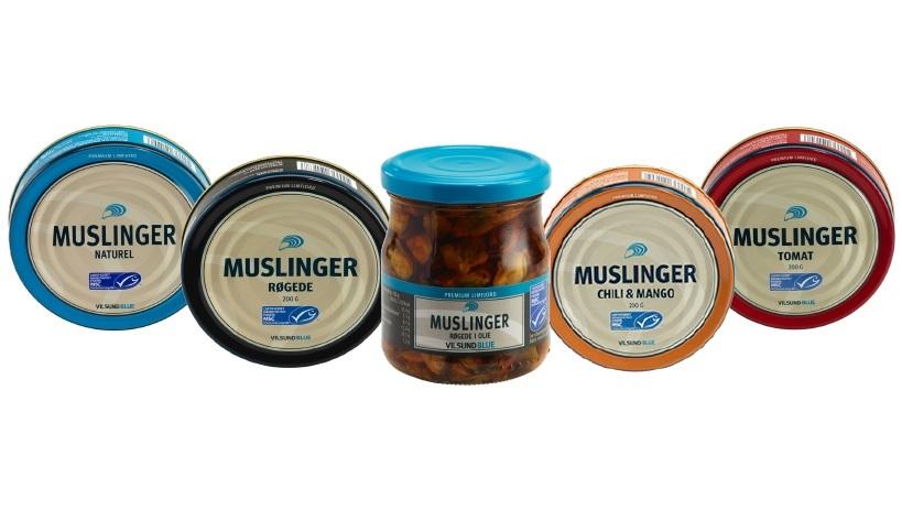 Muslinger i dåser og muslingesupper fra Vilsund Blue