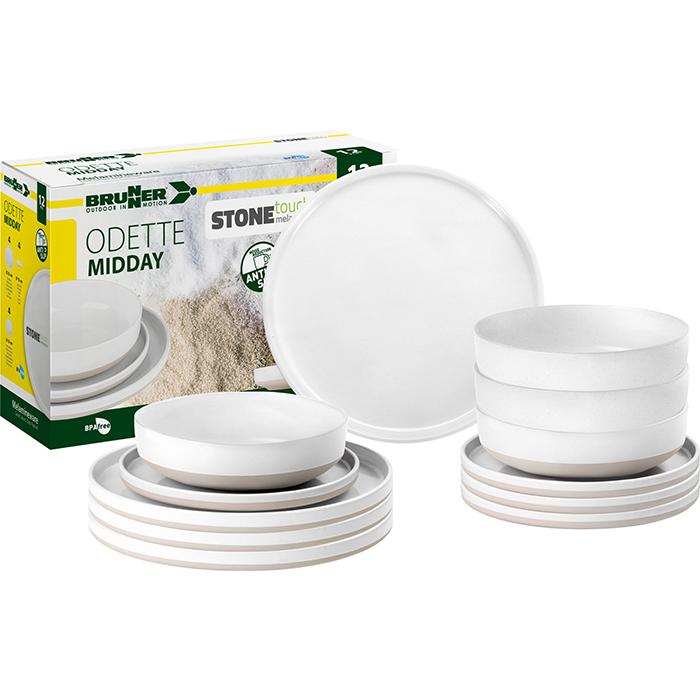 Brunner Odette servicesæt. Hvid/beige. I alt 12 dele